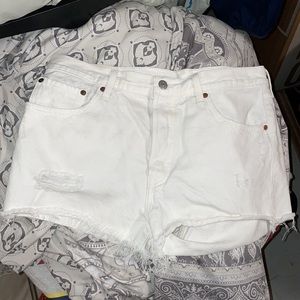 White Levi Shorts